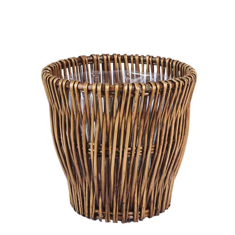 Household Essentials Small Reed Willow Waste Basket, Handwoven Basket with Removable Liner, Attractive Alternative to Plastic or Metal Cans, Brown - Image 1